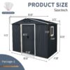 8Ft X 4Ft Outdoor Metal Storage Shed With Window And Metal Foundation For Backyard, Patio, Lawn - Black / White - Image 3