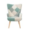 Accent Chair With Ottoman, Living Room Chair And Ottoman Set, Comfy Side Armchair For Bedroom, Creative Splicing Cloth Surface - Blue - Image 8