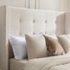 Peyton - King Bed Upholstered With High Headboard, Traditional Hand Buttoned Tufting - Ivory Velvet - Image 6