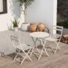 3 Piece Patio Bistro Set Of Foldable Round Table And Chairs - White - Image 7