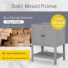 Bathroom Vanity Base Only, Soild Wood Frame, Bathroom Storage Cabinet With Doors And Open Shelf - Gray - Image 3