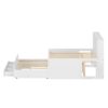 Full Size Captain Daybed With Storage Bookcase Headboard, Captain Bed With Trundle And Three Storage Drawers For Kids Teens Dorm Bedroom Multipurpose Guest Room Or Home - White - Image 7