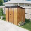 6Ft X 5Ft Outdoor Metal Storage With Transparent Plate And Foundation For Backyard Garden Patio - Coffee - Image 3