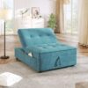 4 In 1 Sofa Bed, Chair Bed, Multi-Function Folding Ottoman Bed With Storage Pocket And USB Port For Small Room Apartment, Living Room, Bedroom, Hallway - Teal - Image 2