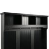 5 In 1 Entryway Bench With Shutter - Shaped Doors, Coat Rack, Cushion And 4 Sturdy Hooks, Wide Hall Tree With Storage Bench For Hallway, Entryway, Living Room - Black - Image 9
