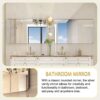 40X30" Brushed Silver Rounded Corner Rectangle Bathroom Mirror For Wall Metal Frame Wall Mounted Bathroom Mirror Vanity Bathroom Mirror (Horizontal & Vertical) - Silver - Image 7