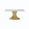 63" Modern Artificial Stone Panel Golden Stainless Steel Curved Legs, Can Accommodate 6-8 People - White / Gold - Image 3
