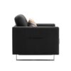 Victoria - Linen Fabric Armchair With Metal Legs, Side Pockets, And Pillow - Dark Gray - Image 3
