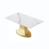 63" Modern Artificial Stone Panel Golden Stainless Steel Curved Legs, Can Accommodate 6-8 People - White / Gold - Image 4