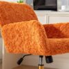 Office Chair, Artificial Rabbit Hair Home Office Chair With Golden Metal Base, Adjustable Desk Chair Swivel Office Chair, Vanity Chair - Orange - Image 13