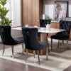 Nikki - Modern, High-End Tufted Solid Wood Contemporary Velvet Upholstered Dining Chair With Chrome Stainless Steel Plating Legs, Nailhead Trim (Set of 2) - Black / Chrome - Image 19