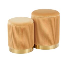 Marla - Contemporary Nesting Pleated Ottoman Set - Gold / Orange