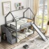 Twin Over Twin House Bunk Bed With Convertible Slide, Storage Staircase Can Be Placed Left Or Right - Gray - Image 17