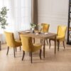 Ultra Side Dining Chair, Thickened Fabric Chairs With Neutrally Toned Solid Wood Legs, Bronze Nail Head (Set of 2) - Golden Yellow - Image 16