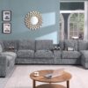 Celine - Chenille Fabric Corner Sectional Sofa With Right Facing Chaise, Cupholders, And Charging Ports - Light Gray - Image 7