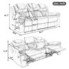 3 Pieces Recliner Sofa Sets Home Theater Seating Manual Recliner Chair With Center Console And Led Light Strip For Living Room - Black - Image 4