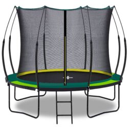 Yc 10Ft Recreational Trampolines With Enclosure For Kids And Adults With Patented Fiberglass Curved Poles - Pumpkin Green