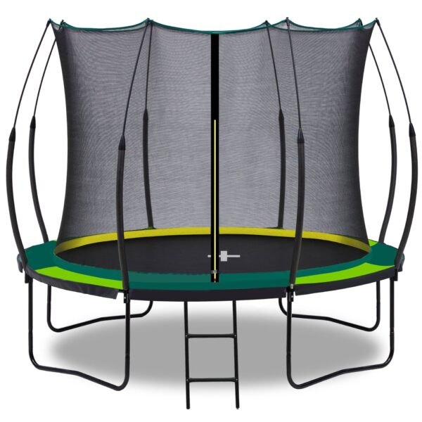 Yc 10Ft Recreational Trampolines With Enclosure For Kids And Adults With Patented Fiberglass Curved Poles - Pumpkin Green