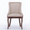 Ultra Side Dining Chair, Thickened Fabric Chairs With Neutrally Toned Solid Wood Legs, Bronze Nail Head, (Set of 2) - Beige / Patterned - Image 3