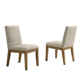 Jasper - Contemporary Beige Fabric Dining Chair (Set of 2) - Driftwood Finish