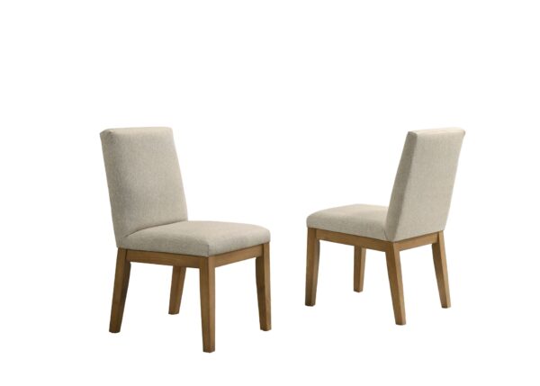 Jasper - Contemporary Beige Fabric Dining Chair (Set of 2) - Driftwood Finish