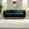 Fx-P82-Gr (Sofa) Velvet Sofa, Mid-Century Sofa Furniture Chesterfield Couch For Living Room - Green - Image 18