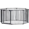 Adjustable Safety Gate 8 Panels Play Yard Metal Doorways Fireplace Fence Christmas Tree Fence Gate For House Stairs Gate Prohibited Area Fence - Black - Image 18