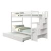 Twin Over Twin Bunk Beds With Twin Trundle And Stairway Storage Function - White - Image 7