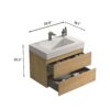 Alice - U041-Alice30-106 Bathroom Vanity With Sink, Large Storage Wall Mounted Floating Bathroom Vanity For Modern Bathroom - Oak / White - Image 8