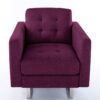 Victoria - Linen Fabric Armchair With Metal Legs, Side Pockets, And Pillow - Purple - Image 2