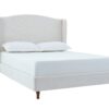 Hannah - King Upholstered Wingback Bed Size, Tall Headboard Upholstered King Bed, Premium Textured Canvas Chenille Look, Minimalist Designs, No Box Spring Needed - Ivory - Image 2