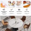 53.15" Modern Artificial Stone Round Carbon Steel Base Dining Table, Can Accommodate 6 People - White / Black - Image 6