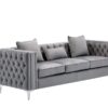 Lorreto - Velvet Fabric Sofa, Loveseat Living Room (Set of 2) - Gray - Image 2
