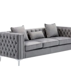 Lorreto - Velvet Sofa - Gray