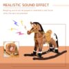 Qaba - Kids Metal Plush Ride-On Rocking Horse Chair Toy With Realistic Sounds - Dark Brown / White - Image 8