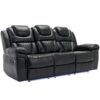 3 Pieces Recliner Sofa Sets Home Theater Seating Manual Recliner Chair With Center Console And Led Light Strip For Living Room - Black - Image 13