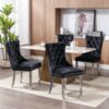 Nikki - Modern, High-End Tufted Solid Wood Contemporary Velvet Upholstered Dining Chair With Chrome Stainless Steel Plating Legs, Nailhead Trim (Set of 2) - Black / Chrome - Image 18