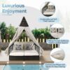Outdoor Daybed Patio Lounge Bed With Adjustable Backrest Double Sun Lounger With Curtains, 4 Pillows For Garden Patio Poolside Balcony Beach - Beige - Image 5