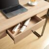 Computer Desk Writing Desk With One Drawer Metal Legs And USB Outlet Port - Light Brown / Black - Image 3