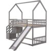 Twin Over Twin House Bunk Bed With Convertible Slide, Storage Staircase Can Be Placed Left Or Right - Gray - Image 11