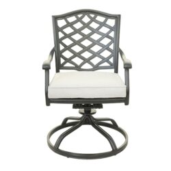 Aluminum 7 Piece Rectangular Dining Set With 6 Swivel Rockers - Cast Silver