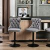 Swivel Velvet Barstools Adjusatble Seat Height , Modern Upholstered Bar Stools With Backs Comfortable Tufted For Home Pub And Kitchen Island (Set of 2) - Gray - Image 17