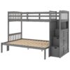 Twin Over Full / Twin Bunk Bed, Convertible Bottom Bed, Storage Shelves And Drawers - Gray - Image 10