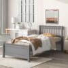 Twin Bed With Headboard And Footboard For Kids, Teens, Adults, With A Nightstand - Gray - Image 3