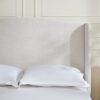 Hannah - King Upholstered Wingback Bed Size, Tall Headboard Upholstered King Bed, Premium Textured Canvas Chenille Look, Minimalist Designs, No Box Spring Needed - Ivory - Image 10