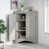 Triangle Bathroom Storage Cabinet With Adjustable Shelves, Freestanding Floor Cabinet For Home Kitchen - Oak - Image 6