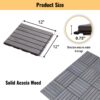 20 Piece Interlocking Deck Tiles Striped Pattern, Square Acacia Hardwood Outdoor Flooring For Patio, Bancony, Pool Side - Light Gray - Image 3
