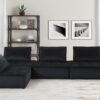 Anna - Velvet 4 Piece Sectional Sofa - Black - Image 6