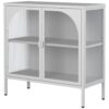 Metal Sideboard Cabinet, Accent Storage Cabinet With 2 Glass Doors, Modern Coffee Bar Cabinet With Adjustable Shelves 154 Lbs Capacity For Kitchen, Living Room And Hallway - White - Image 18