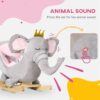 Qaba - Baby Rocking Horse Elephant Rocking Chair Toddler Rocker Toy With Sound Wooden Base Seat Safety Belt For 1.5-3 Year Old - Gray - Image 8